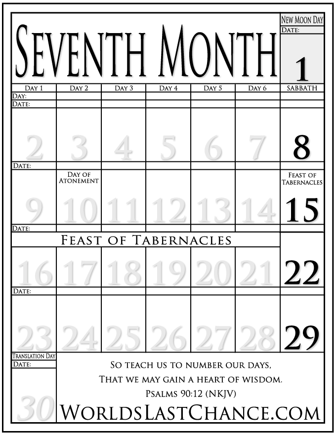 Biblical Calendar - Month 7